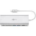 Wieloportowy adapter USB-C™ HDMI 4k 30 Hz, USB, CR, RJ45, PD, aluminium, srebrny