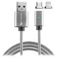 Magnetyczny Kabel 4smarts GravityCord MicroUSB i Lightning - 1m - Szary