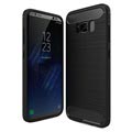 Szczotkowany Pokrowiec z Termoplastycznego Samsung Galaxy S8 - Włókno Węglowe - Czarny