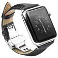Apple Watch Series 7/SE/6/5/4/3/2/1 Skórzany Pasek Qialino - 45mm/44mm/42mm - Czarny