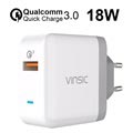 Ładowarka Ścienna Vinsic VSCW113 Qualcomm Quick Charge 3.0 USB - 18W