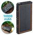 Wodoodporny Solarny Powerbank z Dwoma USB - 10000mAh - Pomarańczowy / Czarny