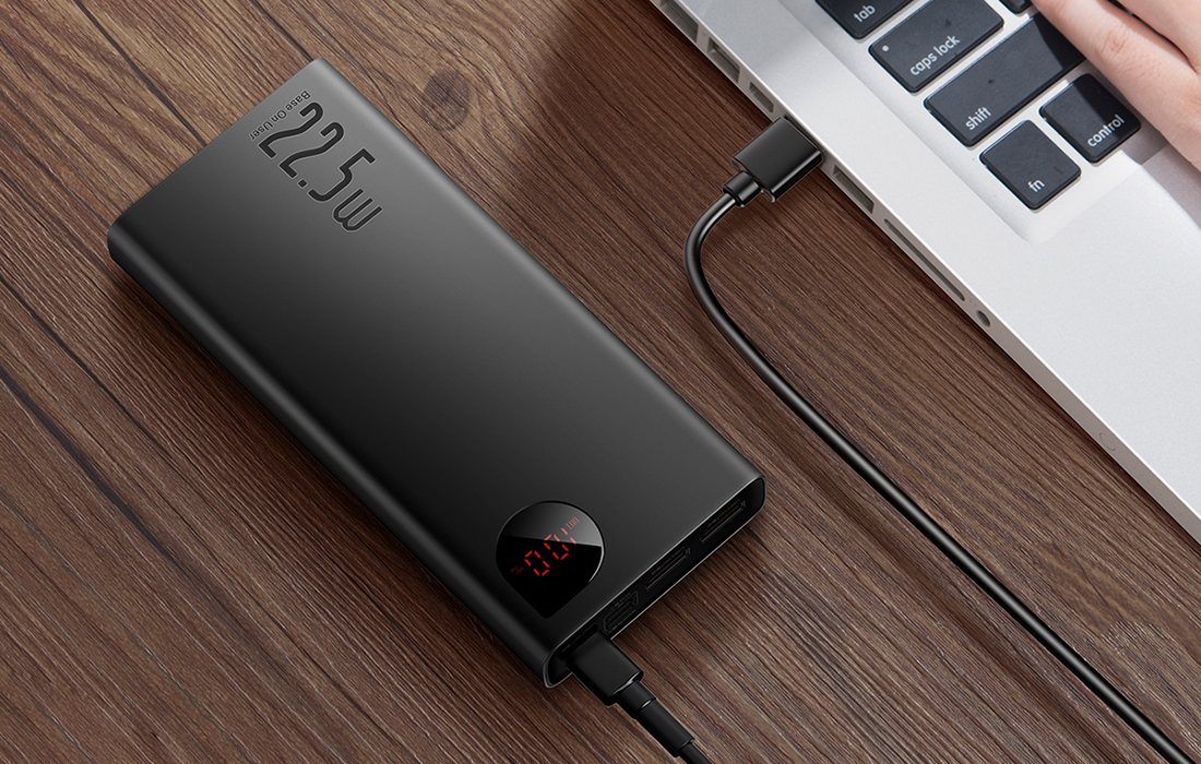 Baseus Adaman Metal Digital Display Power Bank 10000mAh z kablem USB-C - Czarny