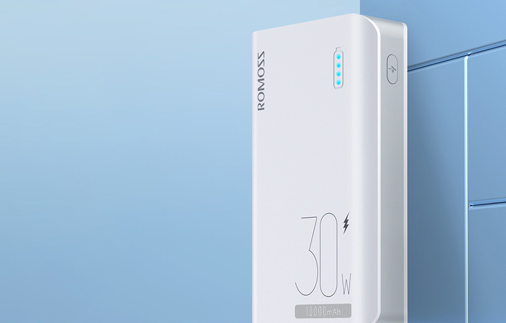 Romoss Sense 4S Pro 10000mAh/30W Power Bank - 2xUSB-A, USB-C - Biały