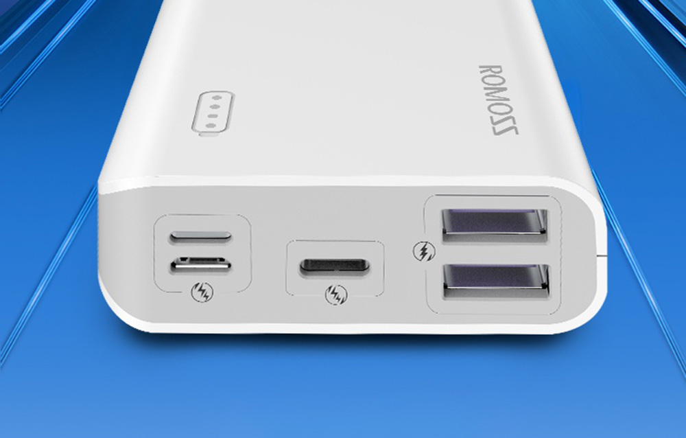 Romoss Sense 4S Pro 10000mAh/30W Power Bank - 2xUSB-A, USB-C - Biały