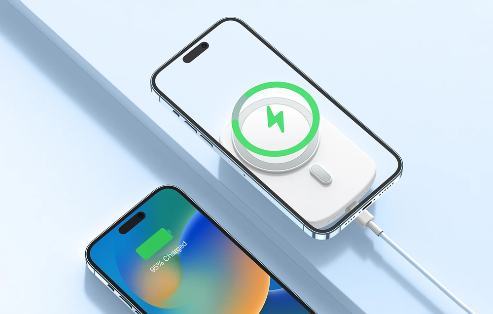 Joyroom JR-W030 Bezprzewodowy Power Bank 6000mAh z uchwytem pierścieniowym - 20W - Czarny