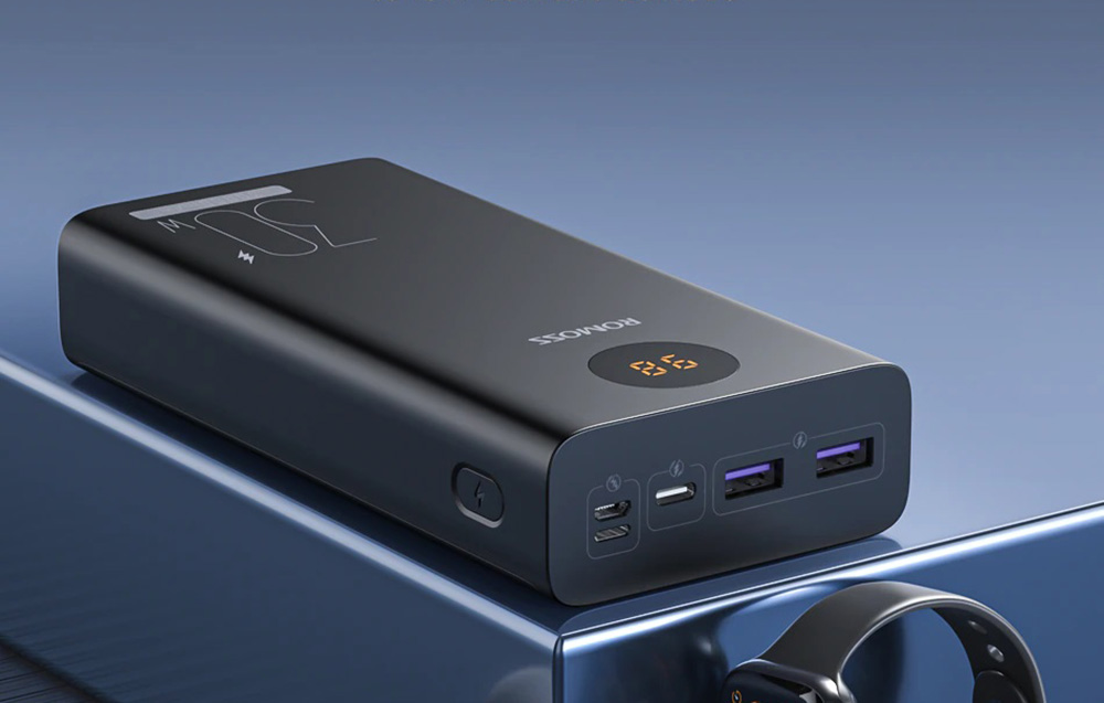 Romoss PEA30 Power Bank 30000mAh - USB-C, porty USB - Czarny