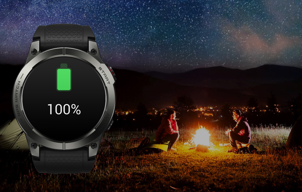 Zeblaze Stratos 3 Smartwatch z GPS, wyświetlaczem Ultra HD AMOLED - czarny