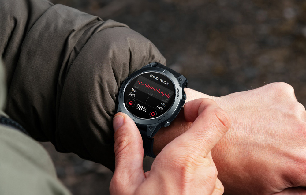 Zeblaze Stratos 3 Smartwatch z GPS, wyświetlaczem Ultra HD AMOLED - czarny