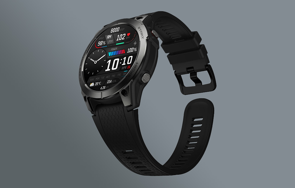 Zeblaze Stratos 3 Smartwatch z GPS, wyświetlaczem Ultra HD AMOLED - czarny