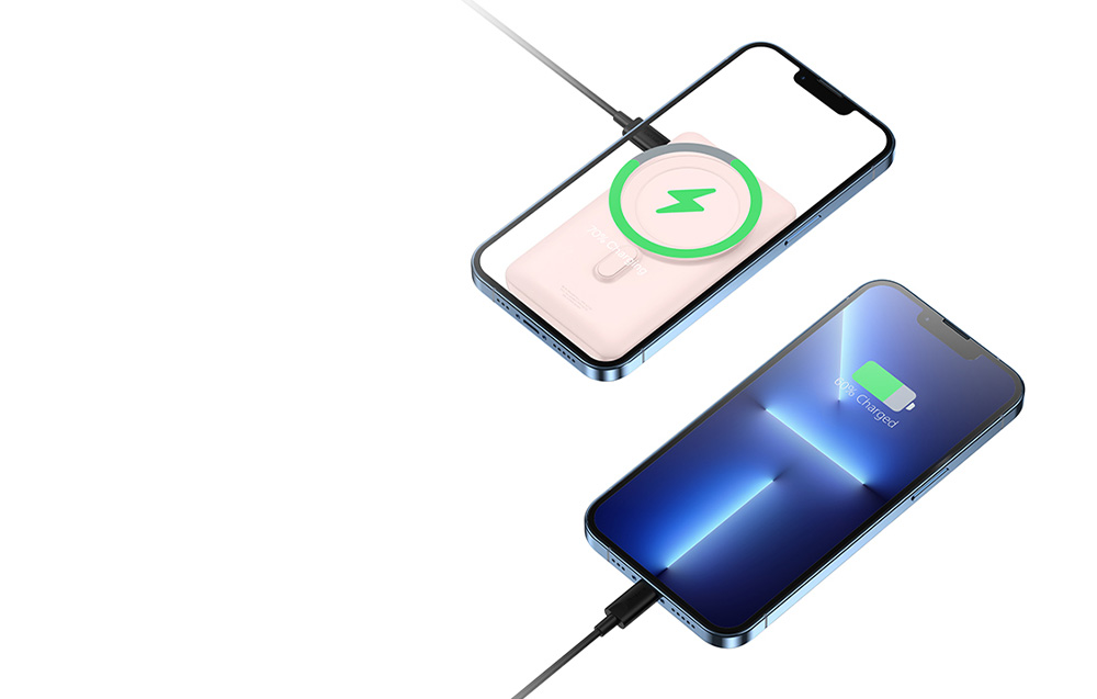 Baseus Magnetic Wireless Power Bank 10000mAh - USB-C 20W, kompatybilny z MagSafe - różowy