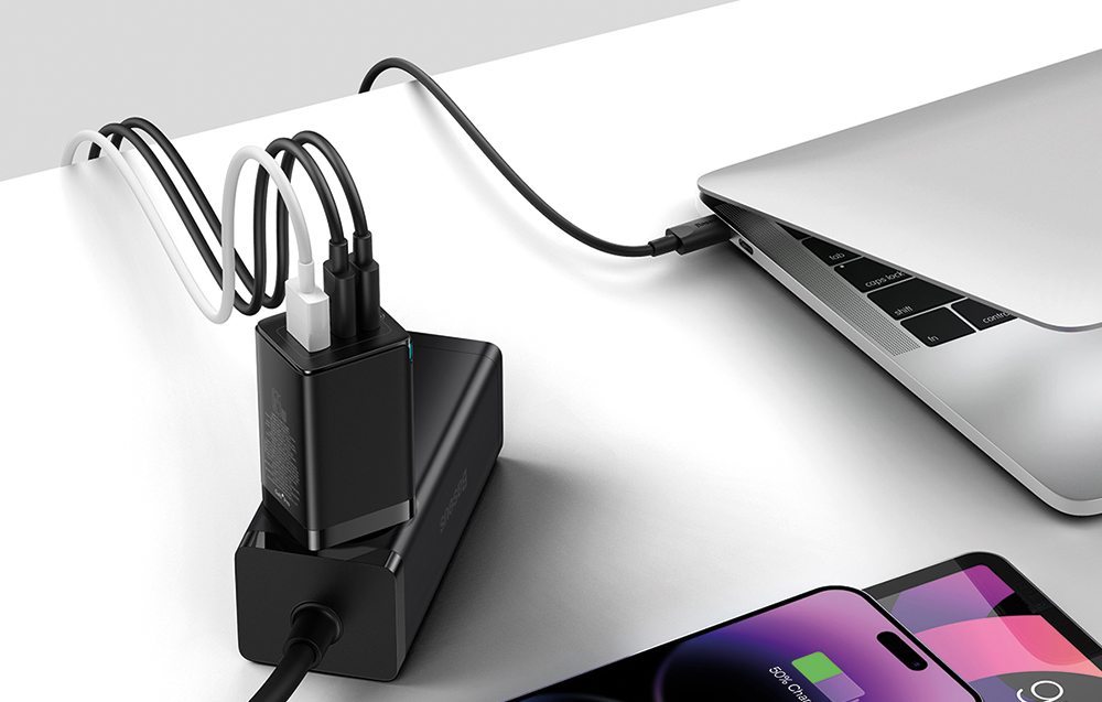 Ładowarka ścienna Baseus GaN5 Pro 65W - 2xUSB-C, USB-A - czarna