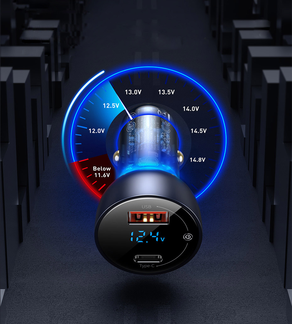 Ładowarka samochodowa Baseus Particular Digital Display QC+PPS 65W - srebrna